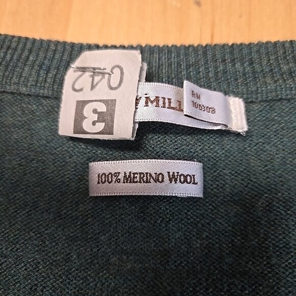 Peter Millar V Neck Sweater Mens Size Large Green 100% Merino Wool Pullover - Picture 7 of 10
